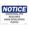 Signmission OSHA, Additional PPE Required Hand Developing Plates, 14in X 10in Rigid Plastic, NS-P-1014-L-10055 OS-NS-P-1014-L-10055 - alternate 1